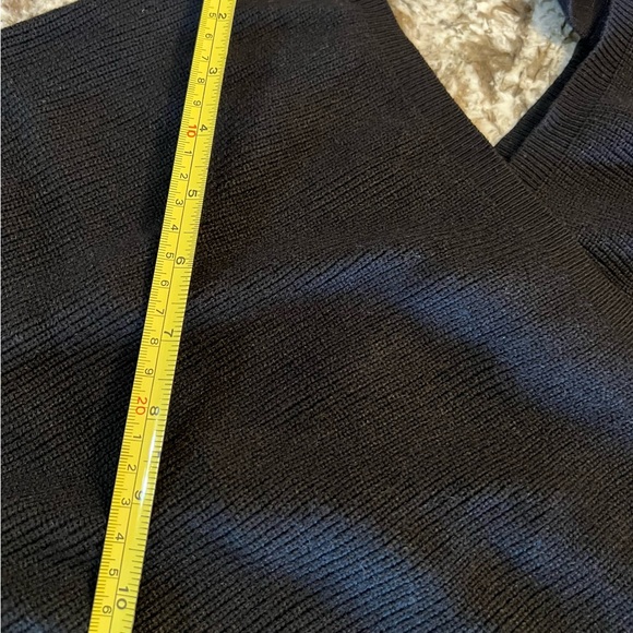 Small Medium Womens Sweater Dress Black Ribbed Long Sleeve Fall Winter Surplice - Picture 10 of 16